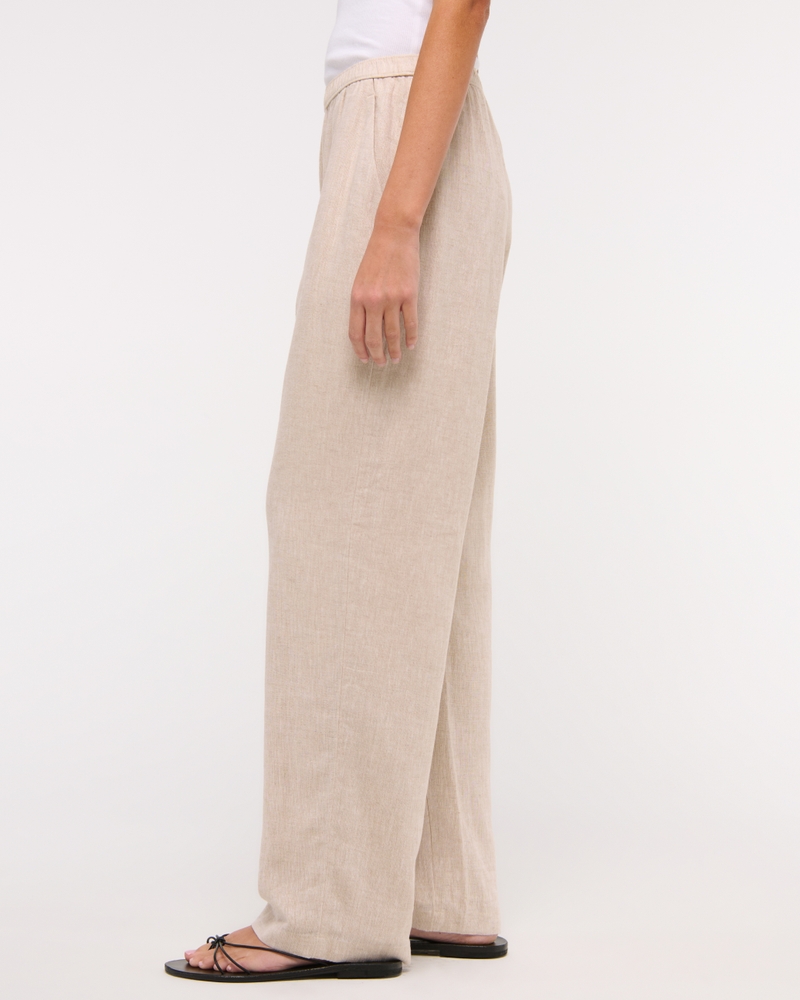 Straight Linen-Blend Pull-On Pant