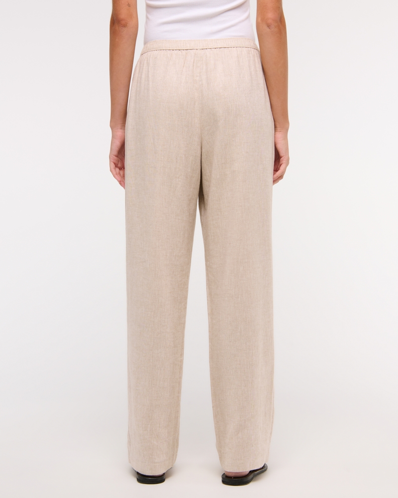 Straight Linen-Blend Pull-On Pant