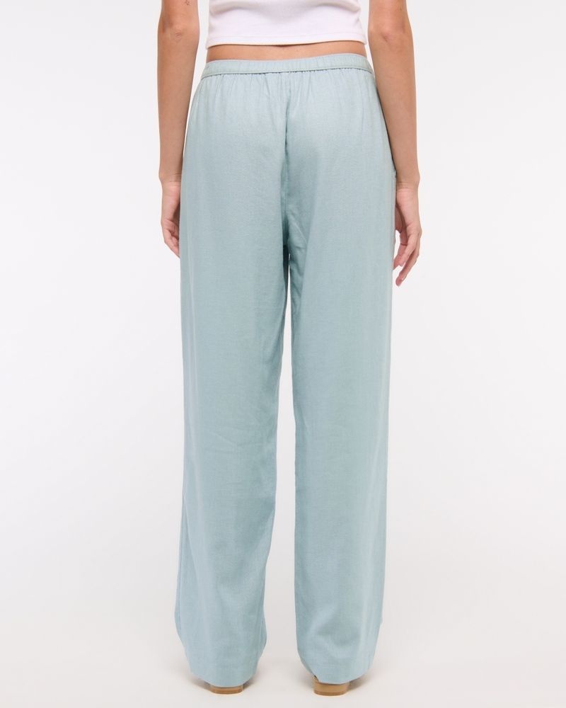 Straight Linen-Blend Pull-On Pant