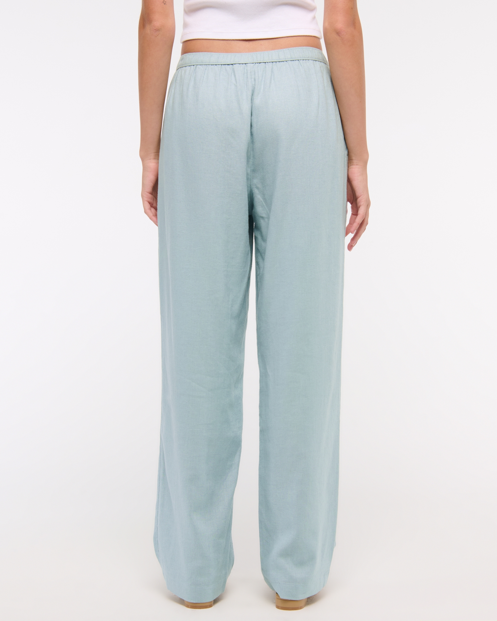 Straight Linen-Blend Pull-On Pant