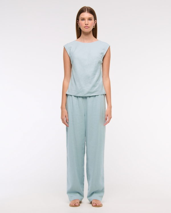 Women's Straight Linen-Blend Pull-On Pant | Women's Clearance