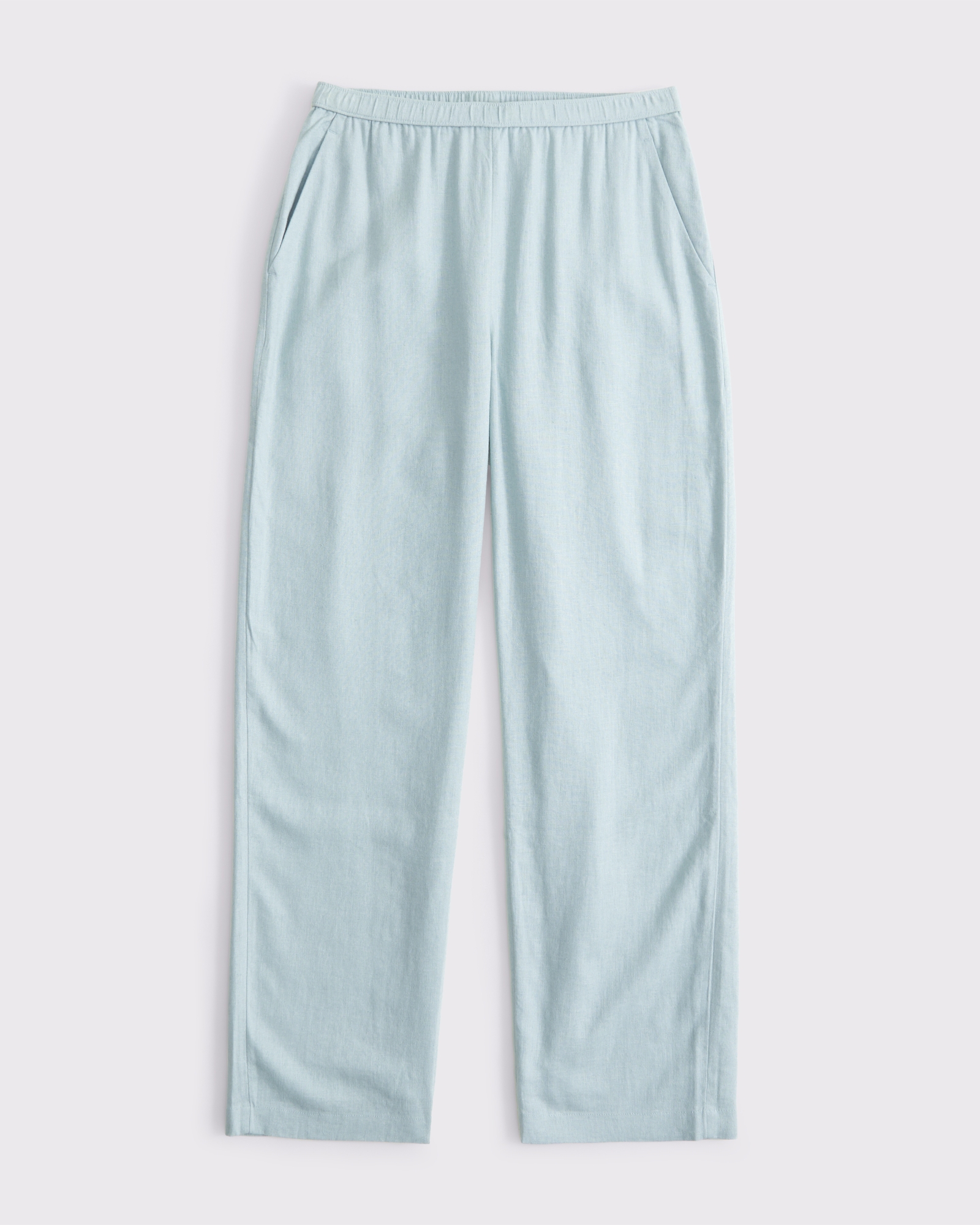 Straight Linen-Blend Pull-On Pant