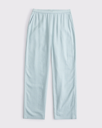Straight Linen-Blend Pull-On Pant