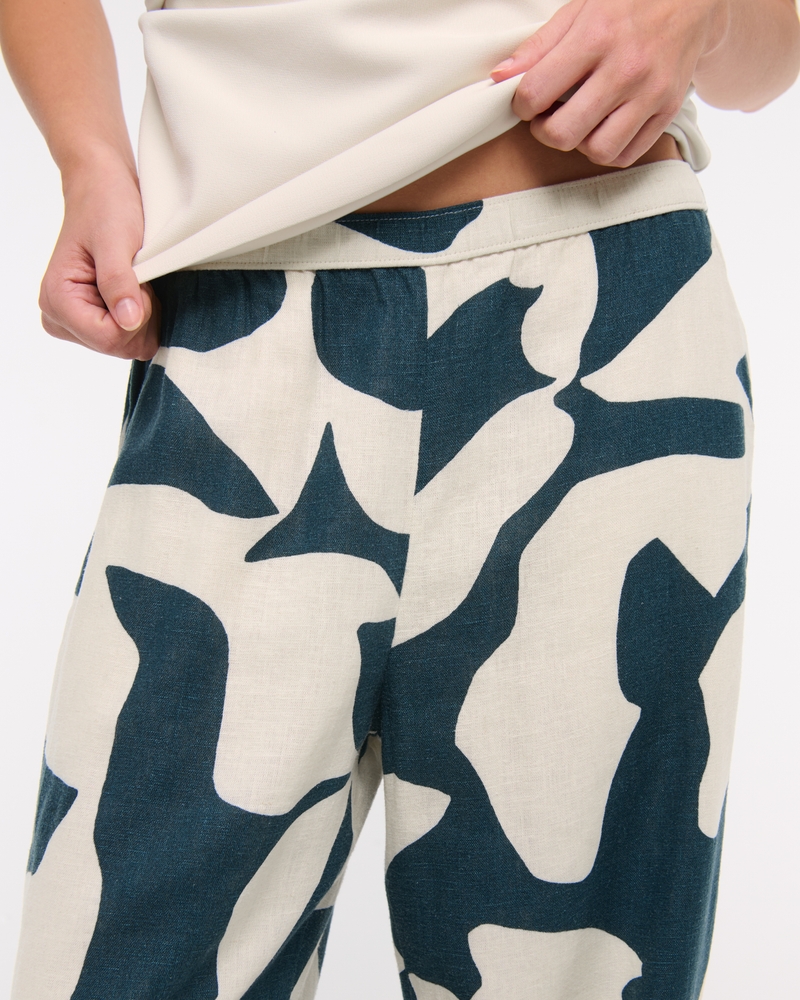 Straight Linen-Blend Pull-On Pant