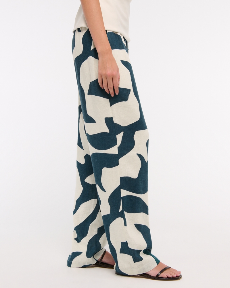 Straight Linen-Blend Pull-On Pant