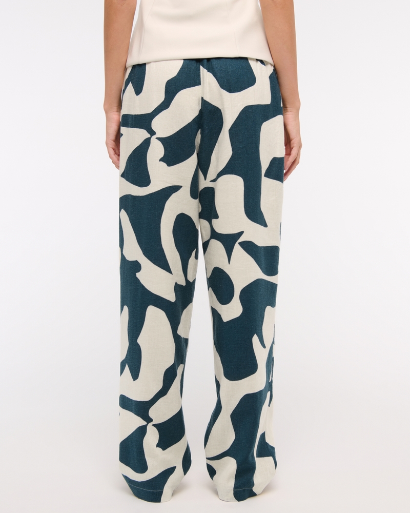 Straight Linen-Blend Pull-On Pant