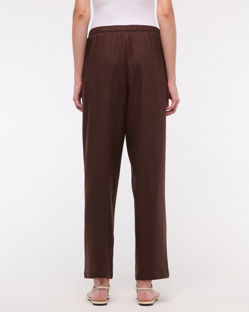 Straight Linen-Blend Pull-On Pant