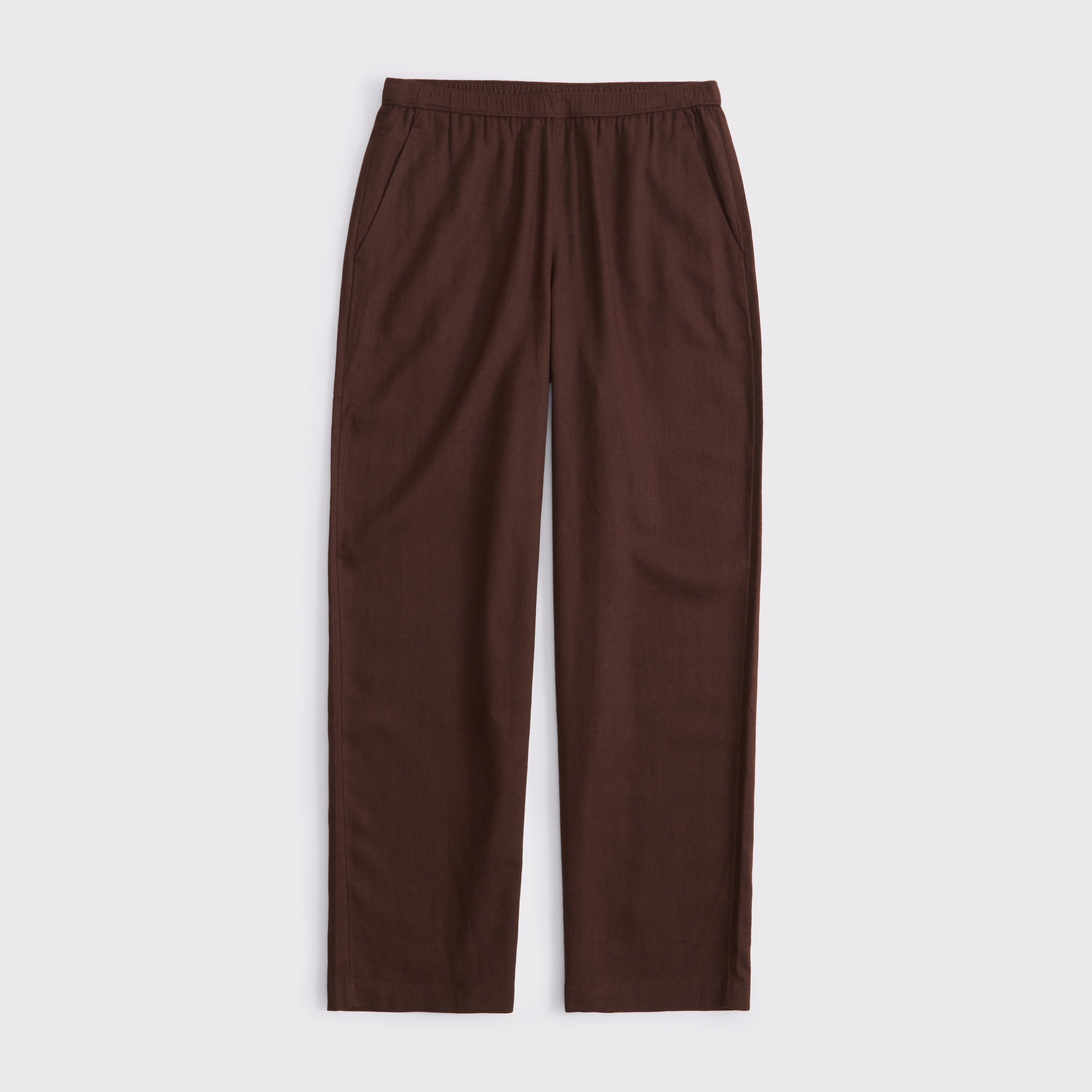 Женские брюки Abercrombie & Fitch Straight Linen-Blend Pull-On Pant, цвет: Коричневый — фото 1