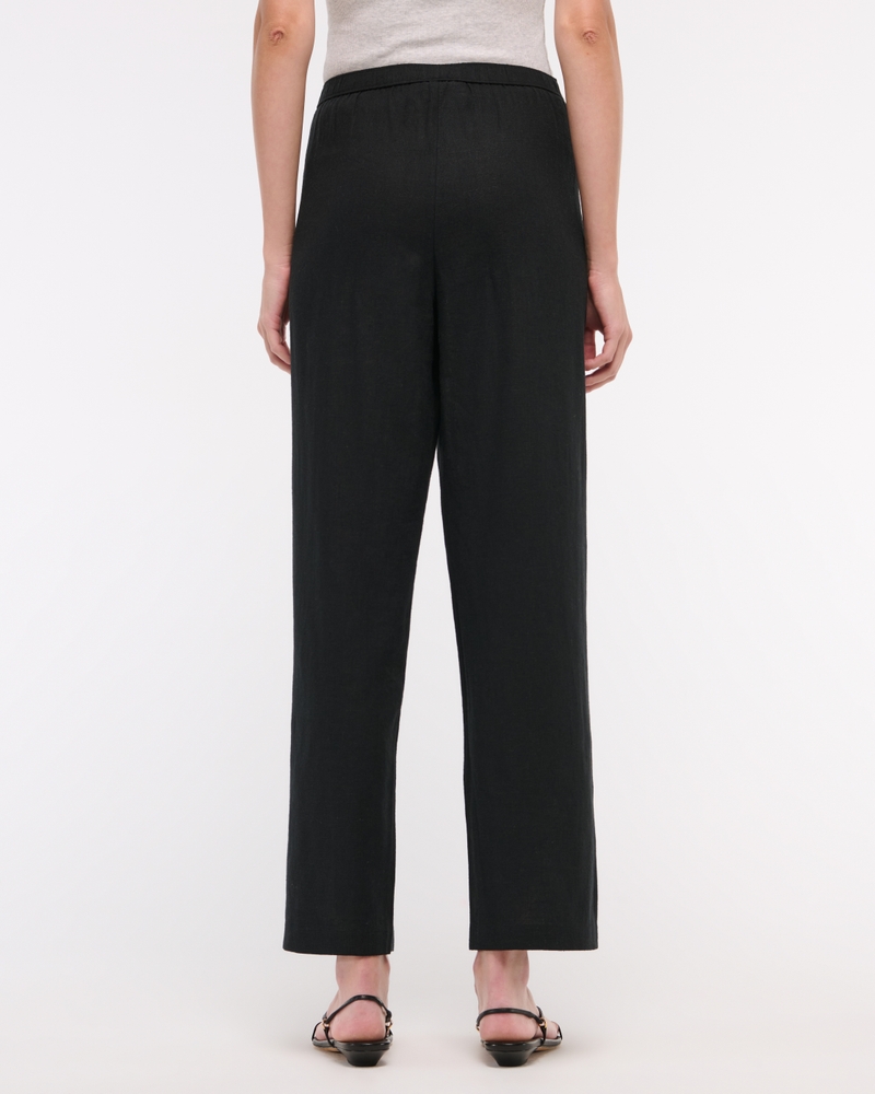 Straight Linen-Blend Pull-On Pant