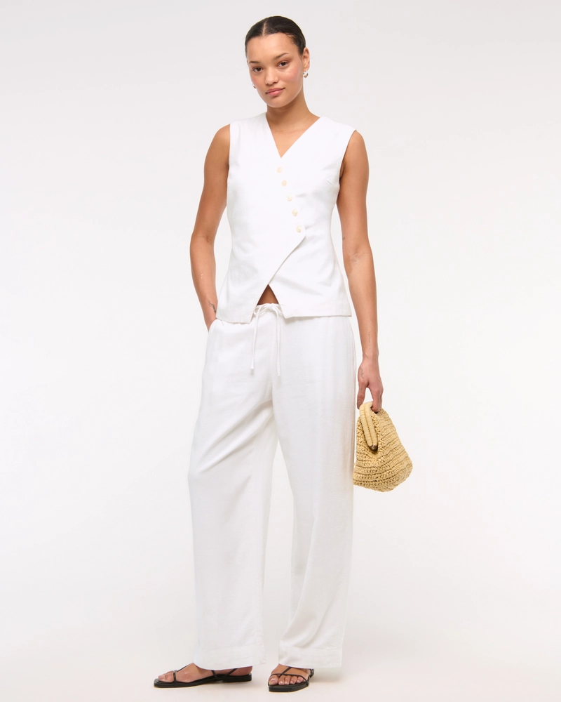 Linen-Blend Pull-On Pant