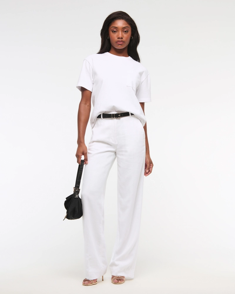 Tailored Linen-Blend Wide Leg Pant