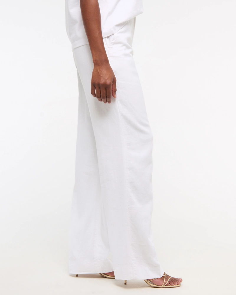 Tailored Linen-Blend Wide Leg Pant
