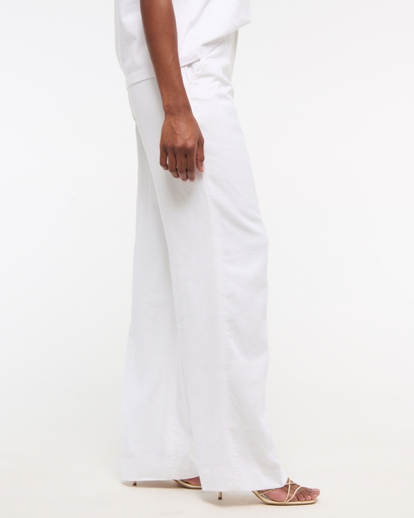 Tailored Linen-Blend Wide Leg Pant