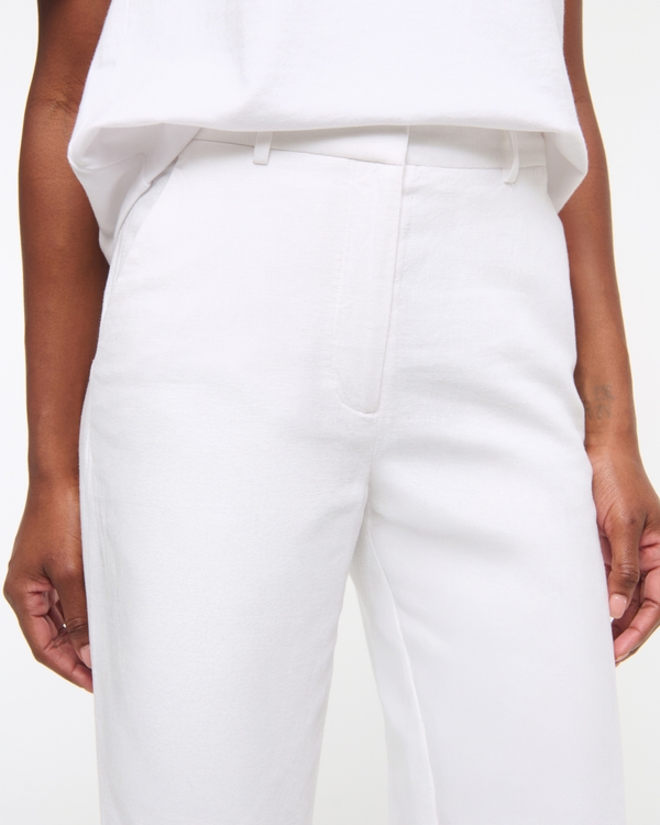 Tailored Linen-Blend Wide Leg Pant