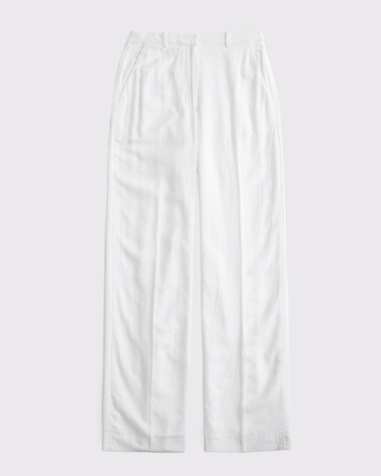 Tailored Linen-Blend Wide Leg Pant