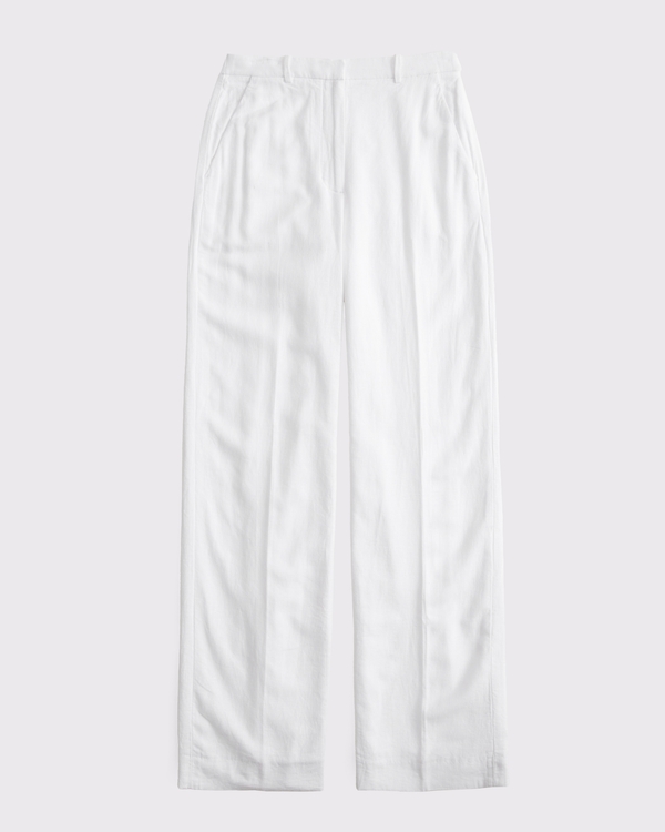 Tailored Linen-Blend Wide Leg Pant