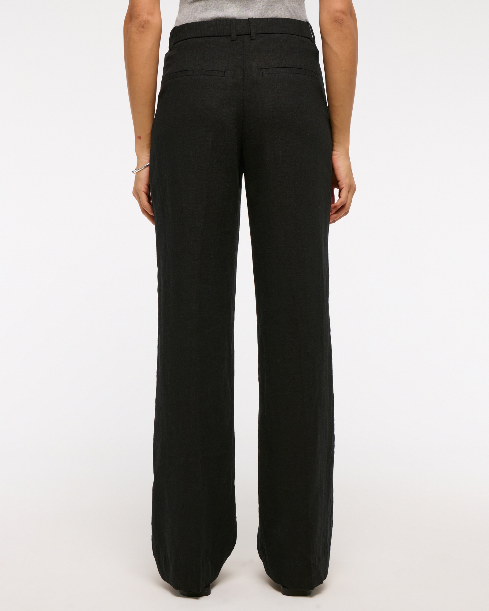 Tailored Linen-Blend Wide Leg Pant