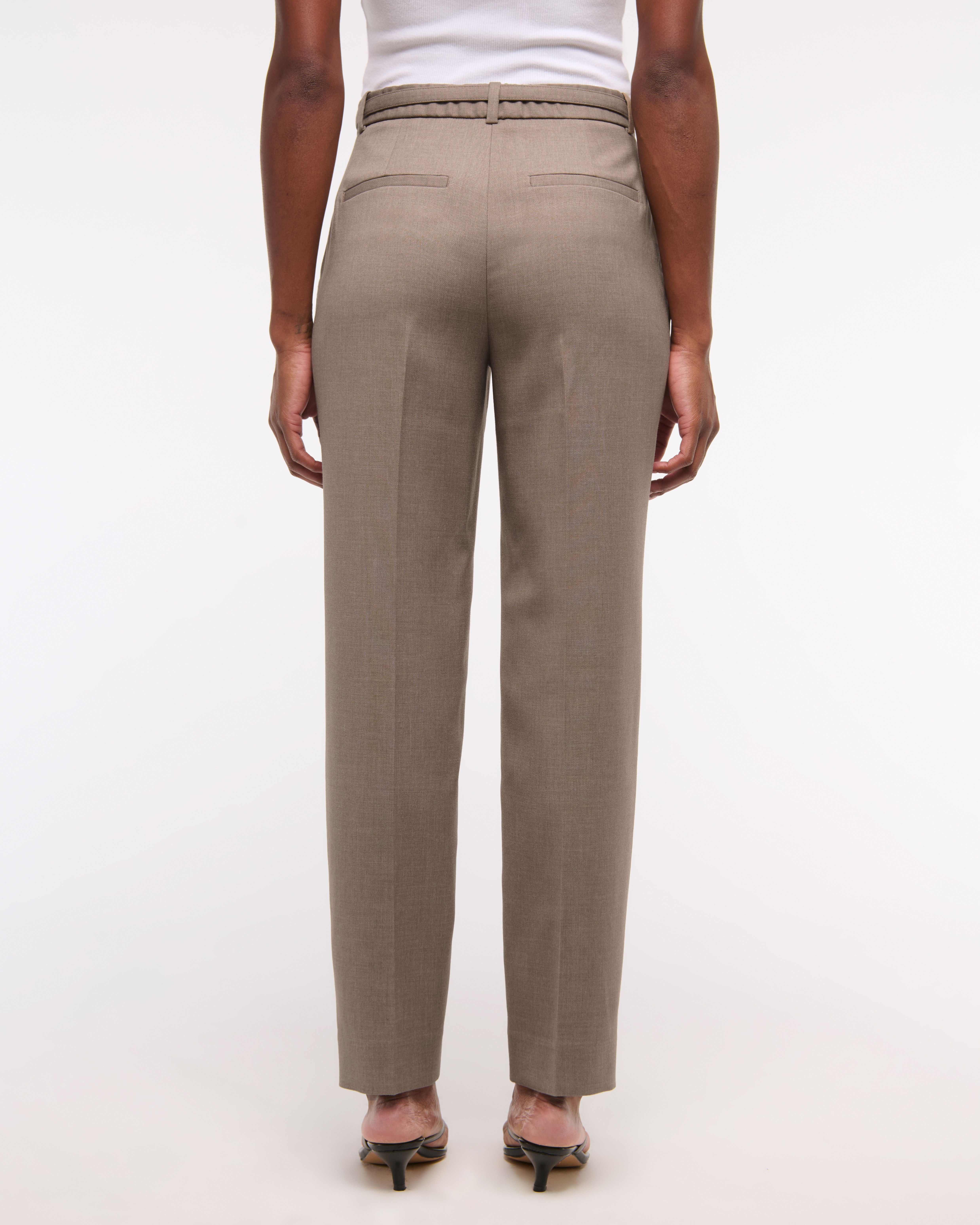 Women's High Rise Belted Ankle Straight Pant | Women's