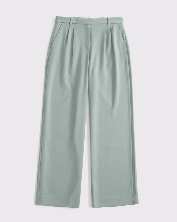 Curve Love A&F Sloane Low Rise Tailored Wide Leg Pant, Green view 1