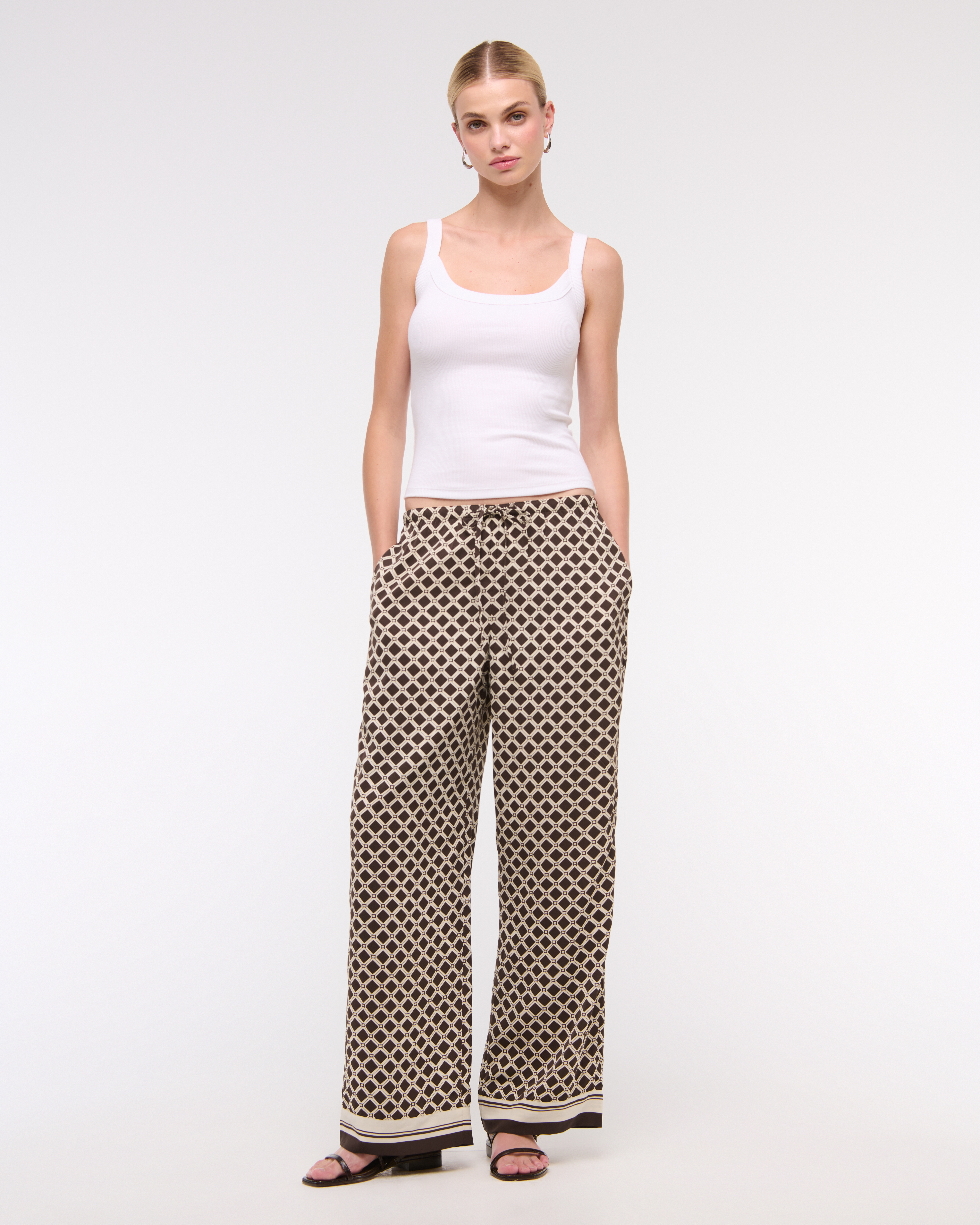 Abercrombie & Fitch Drapey Wide Leg Pull-on Pant In Brown