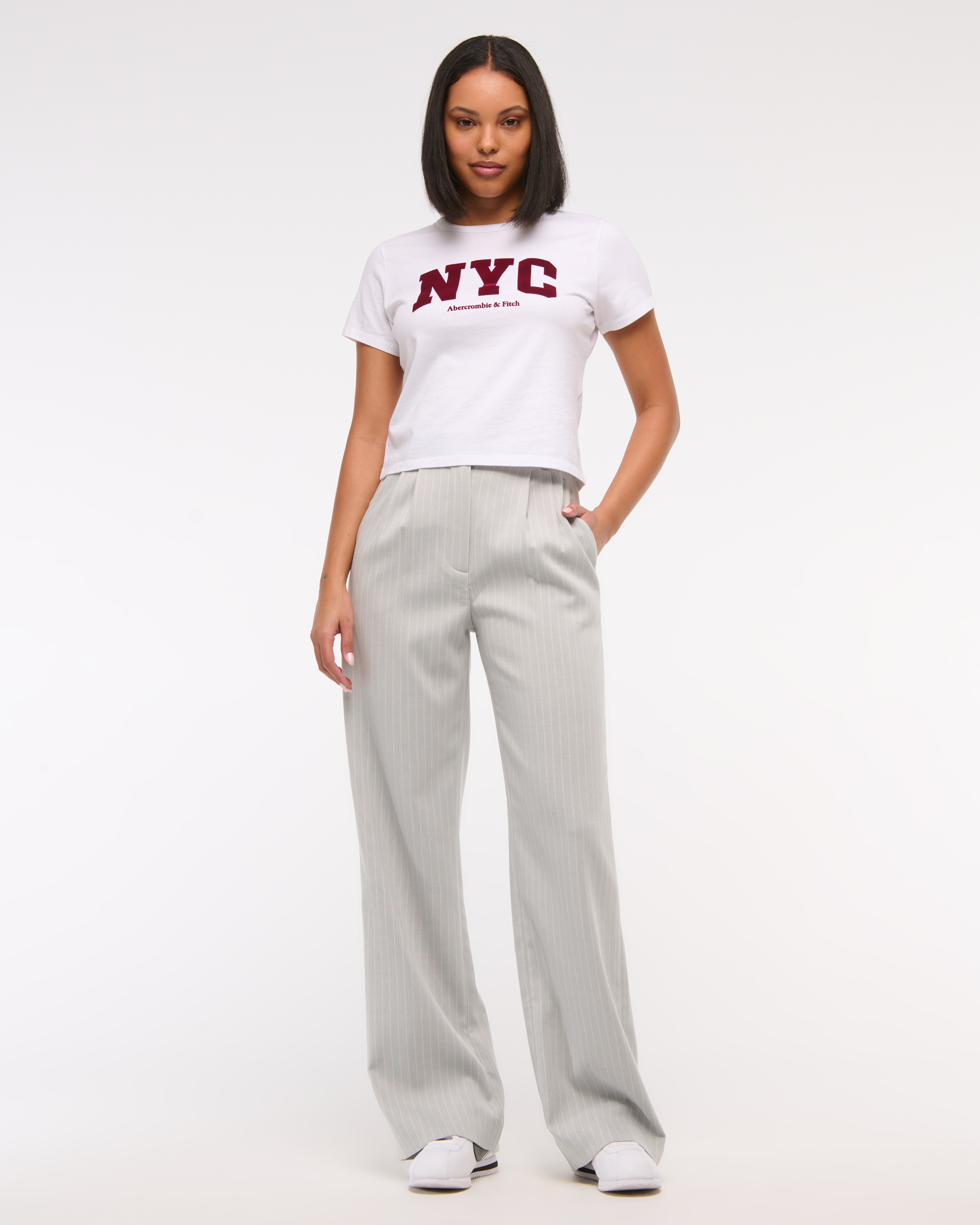 Abercrombie & Fitch A&f Sloane Tailored Wide Leg Pant In Neutral