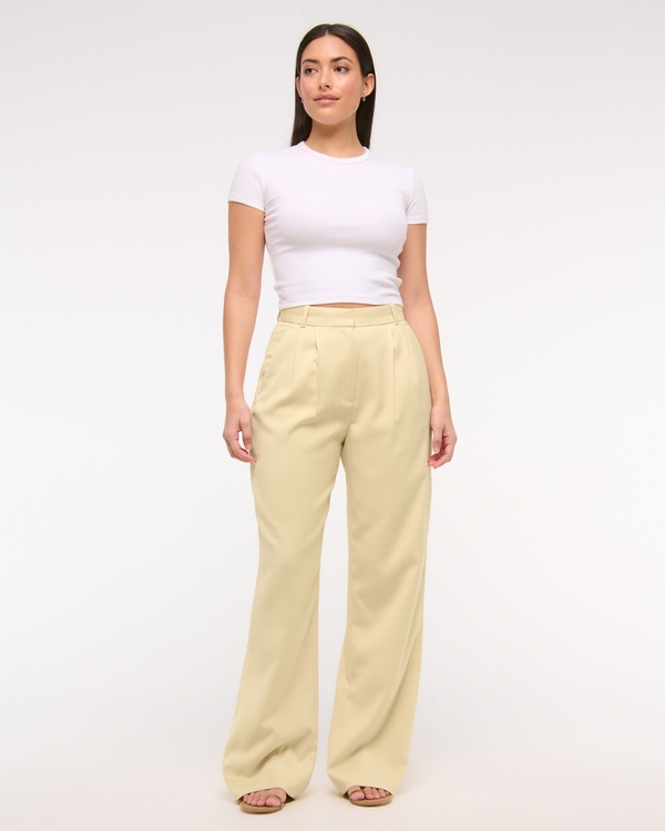 Abercrombie & Fitch, Curve Love A&F Sloane Tailored Wide Leg Pant
