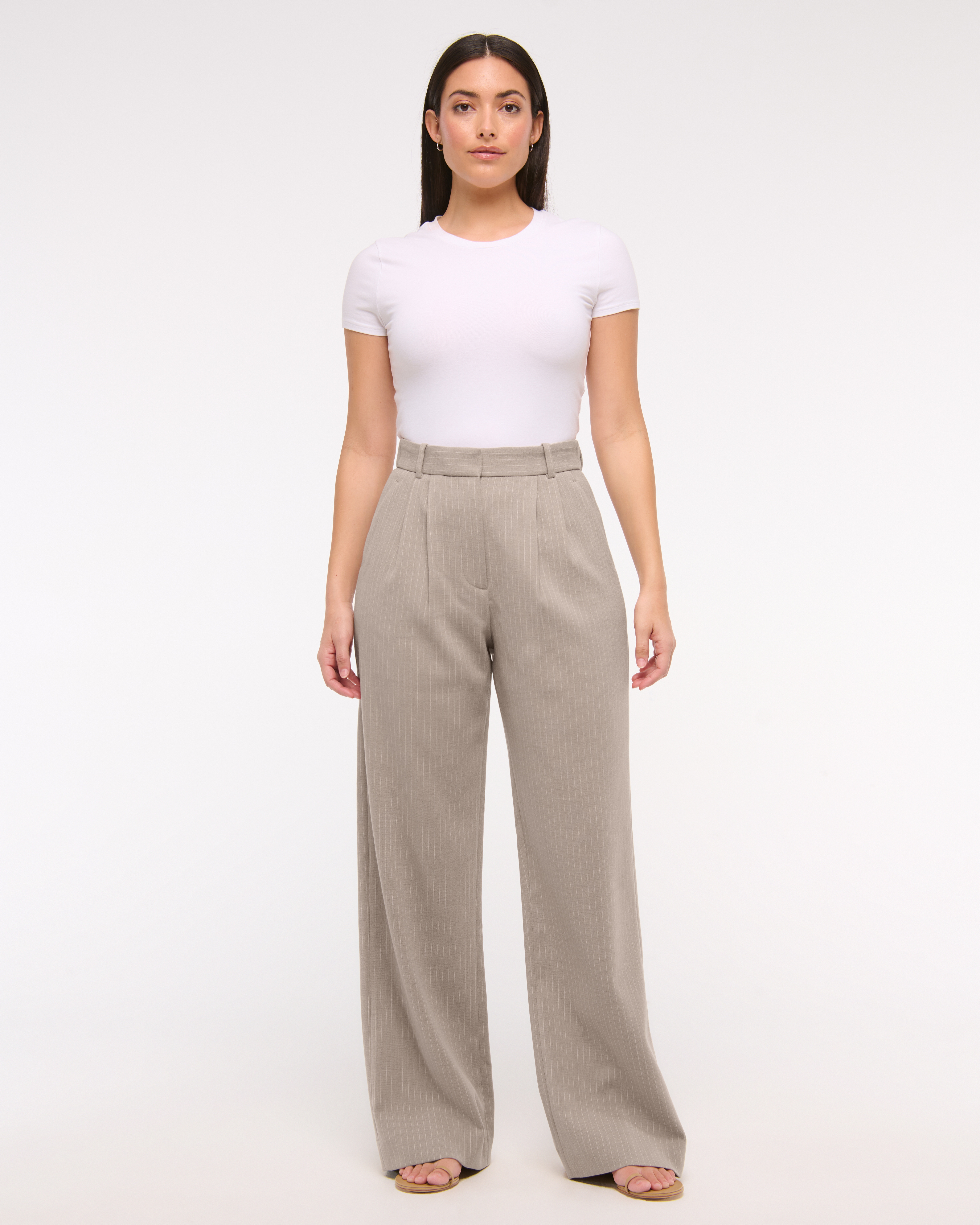 Abercrombie & Fitch Curve Love A&f Sloane Tailored Wide Leg Pant In Multi