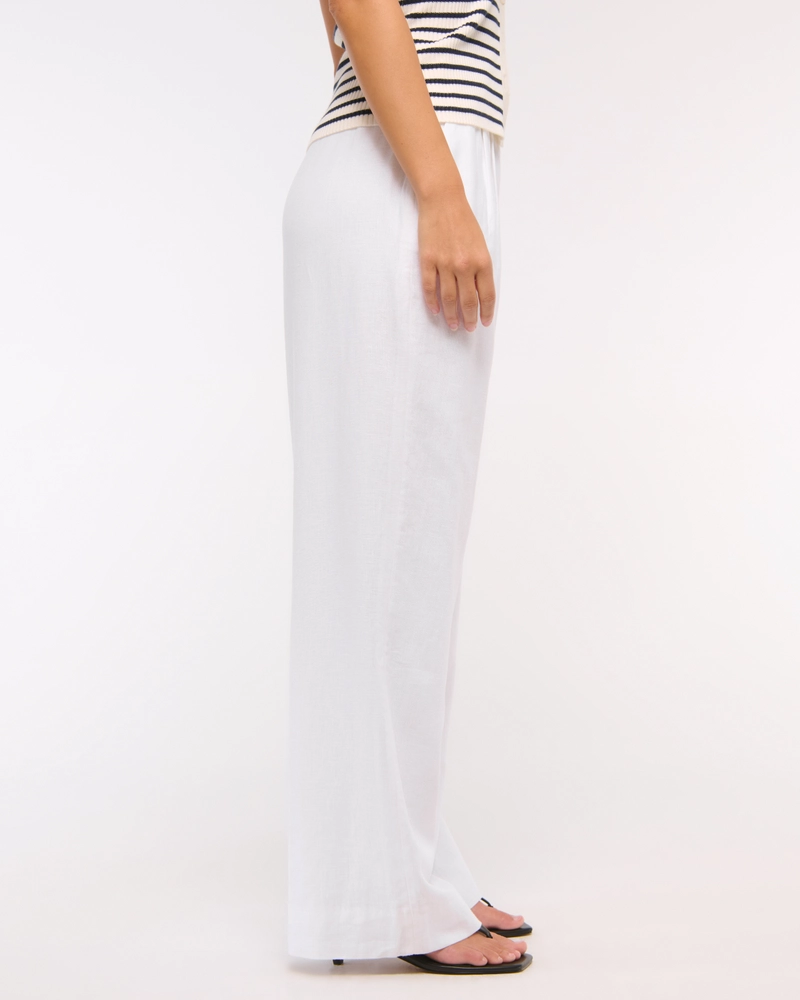 Curve Love A&F Sloane Low Rise Tailored Linen-Blend Pant