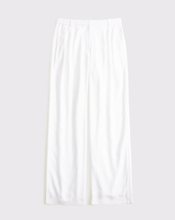 Curve Love A&F Sloane Low Rise Tailored Linen-Blend Pant