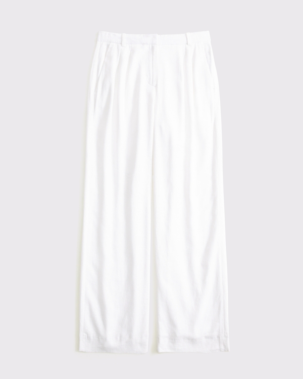 Curve Love A&F Sloane Low Rise Tailored Linen-Blend Pant