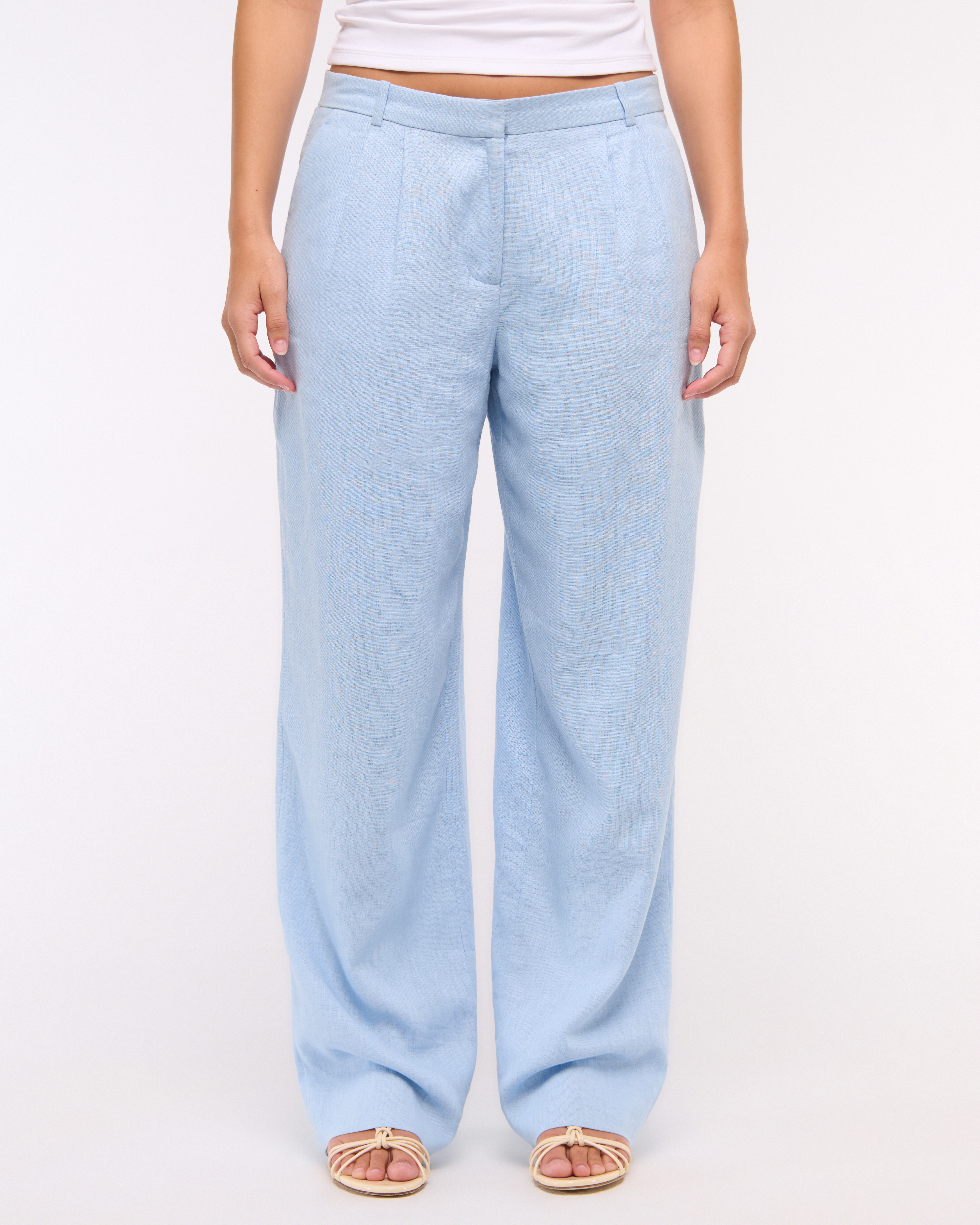 Женские брюки Abercrombie & Fitch Curve Love A&F Sloane Low Rise Tailored Linen-Blend Pant — фото 3