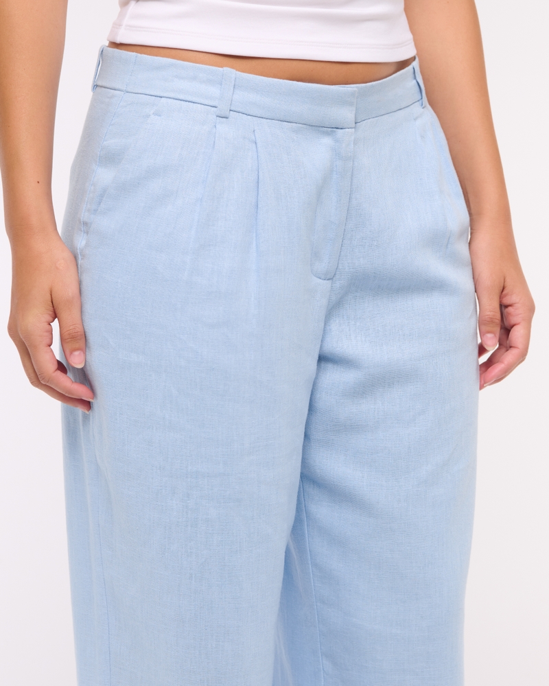 Curve Love A&F Sloane Low Rise Tailored Linen-Blend Pant