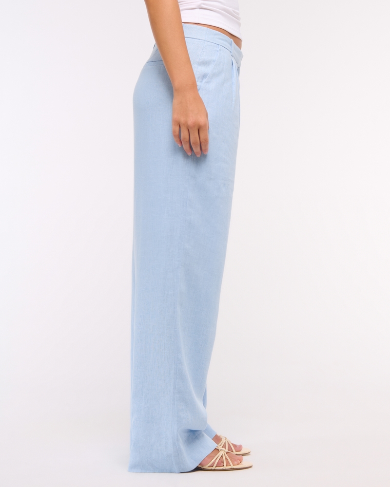 Curve Love A&F Sloane Low Rise Tailored Linen-Blend Pant