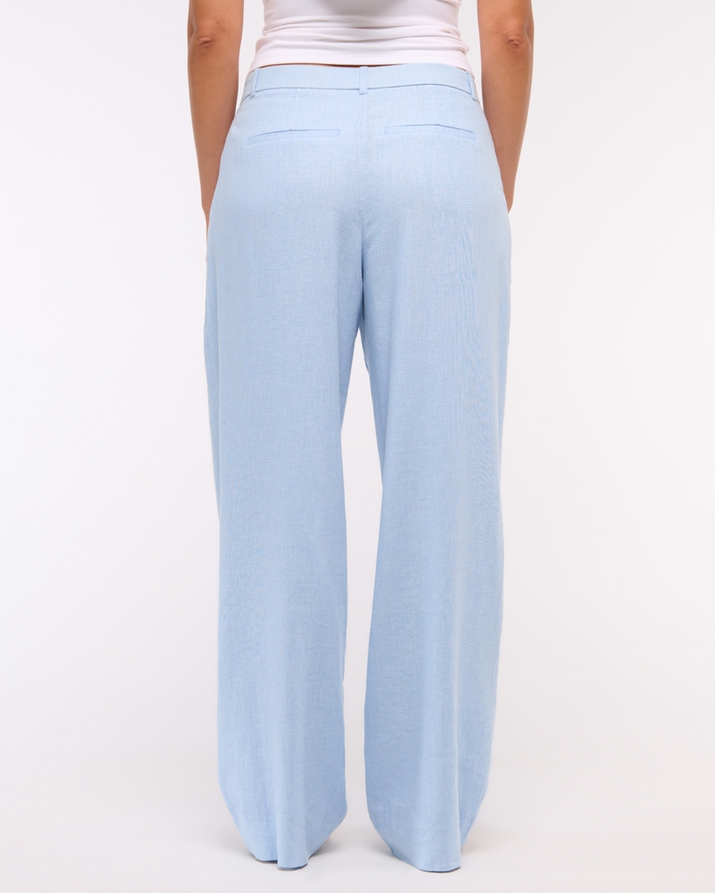 Curve Love A&F Sloane Low Rise Tailored Linen-Blend Pant