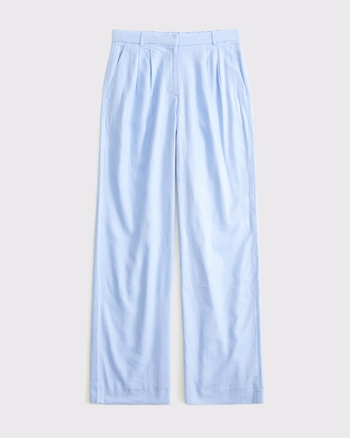 Curve Love A&F Sloane Low Rise Tailored Linen-Blend Pant