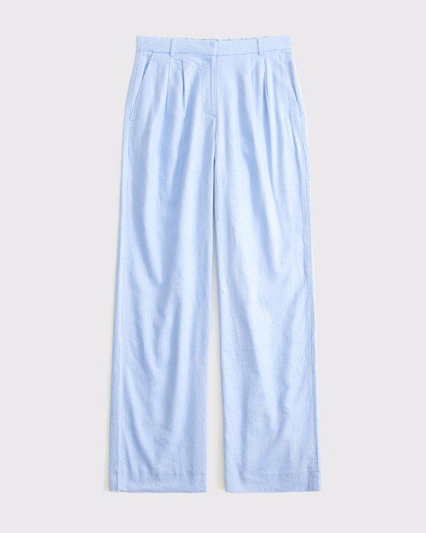 Curve Love A&F Sloane Low Rise Tailored Linen-Blend Pant