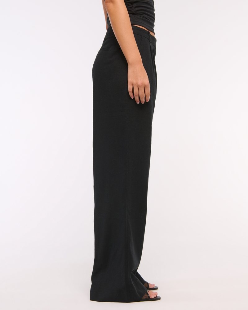 Curve Love A&F Sloane Low Rise Tailored Linen-Blend Pant