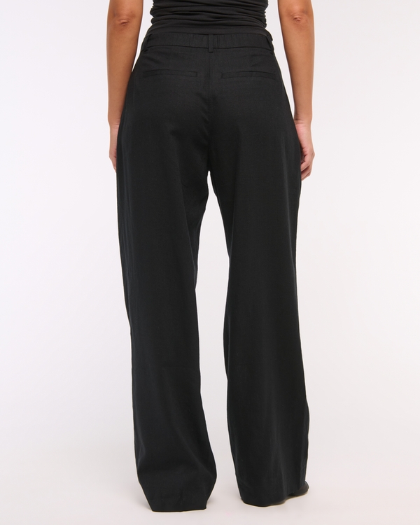 Curve Love A&F Sloane Low Rise Tailored Linen-Blend Pant