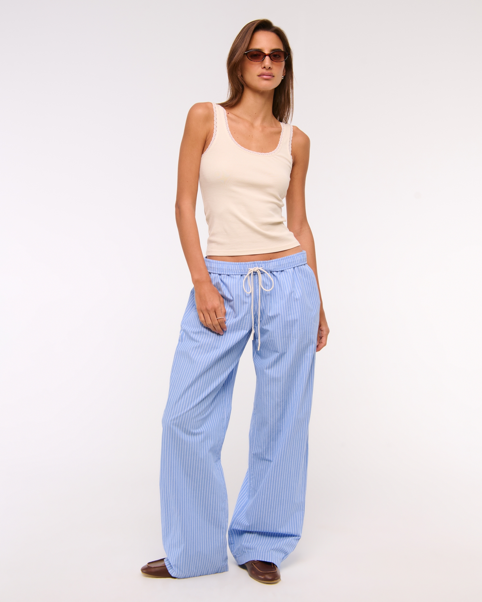 Poplin Wide Leg Pull-On Pant