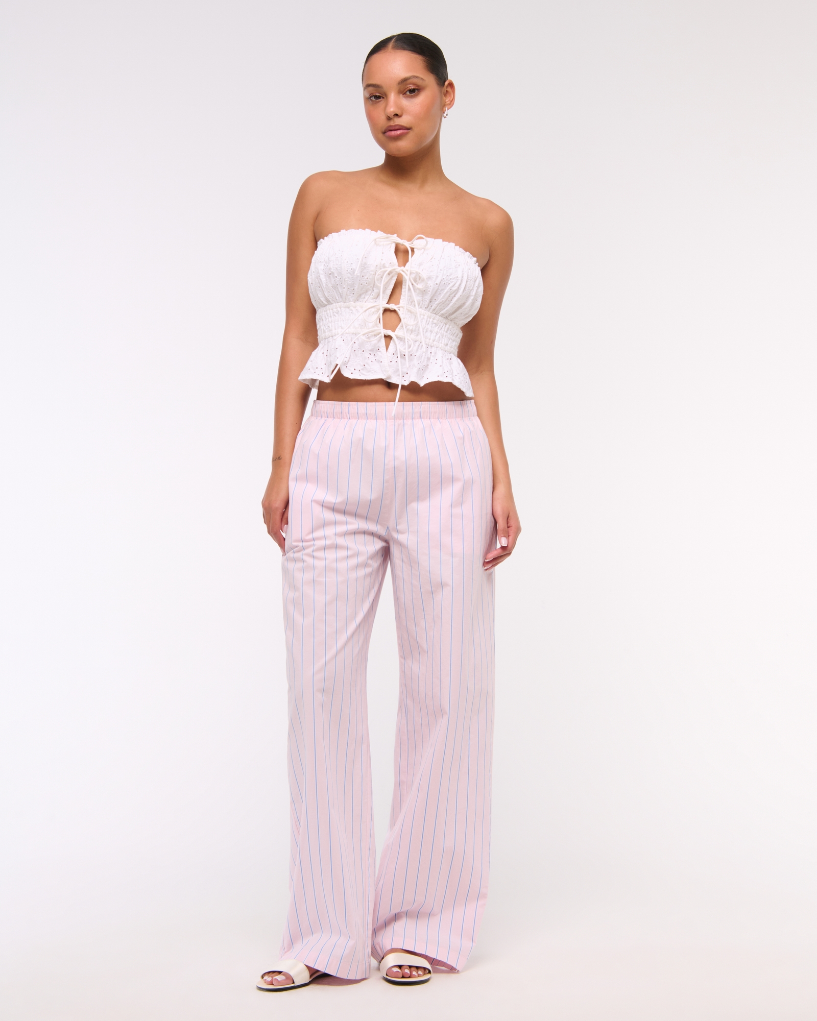 Poplin Wide Leg Pull-On Pant