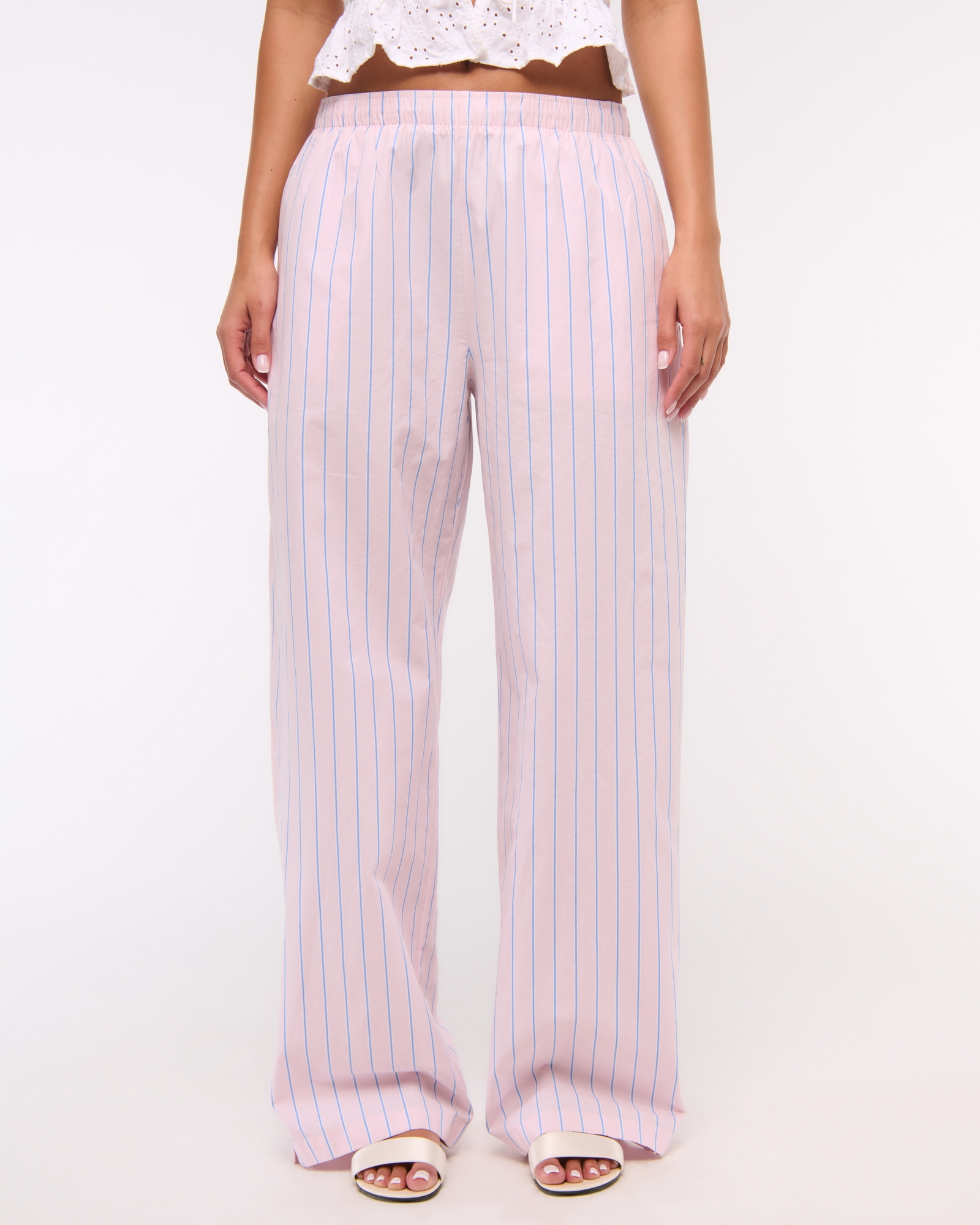 Poplin Wide Leg Pull-On Pant