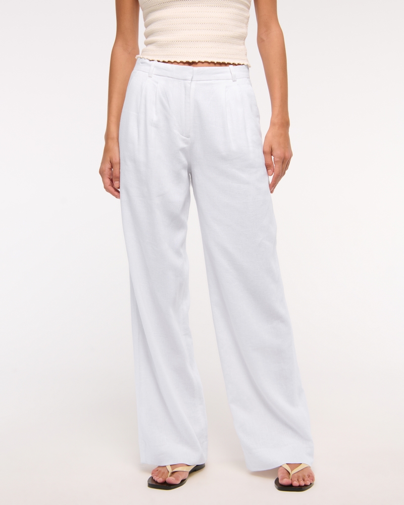 A&F Sloane Low Rise Tailored Linen-Blend Pant