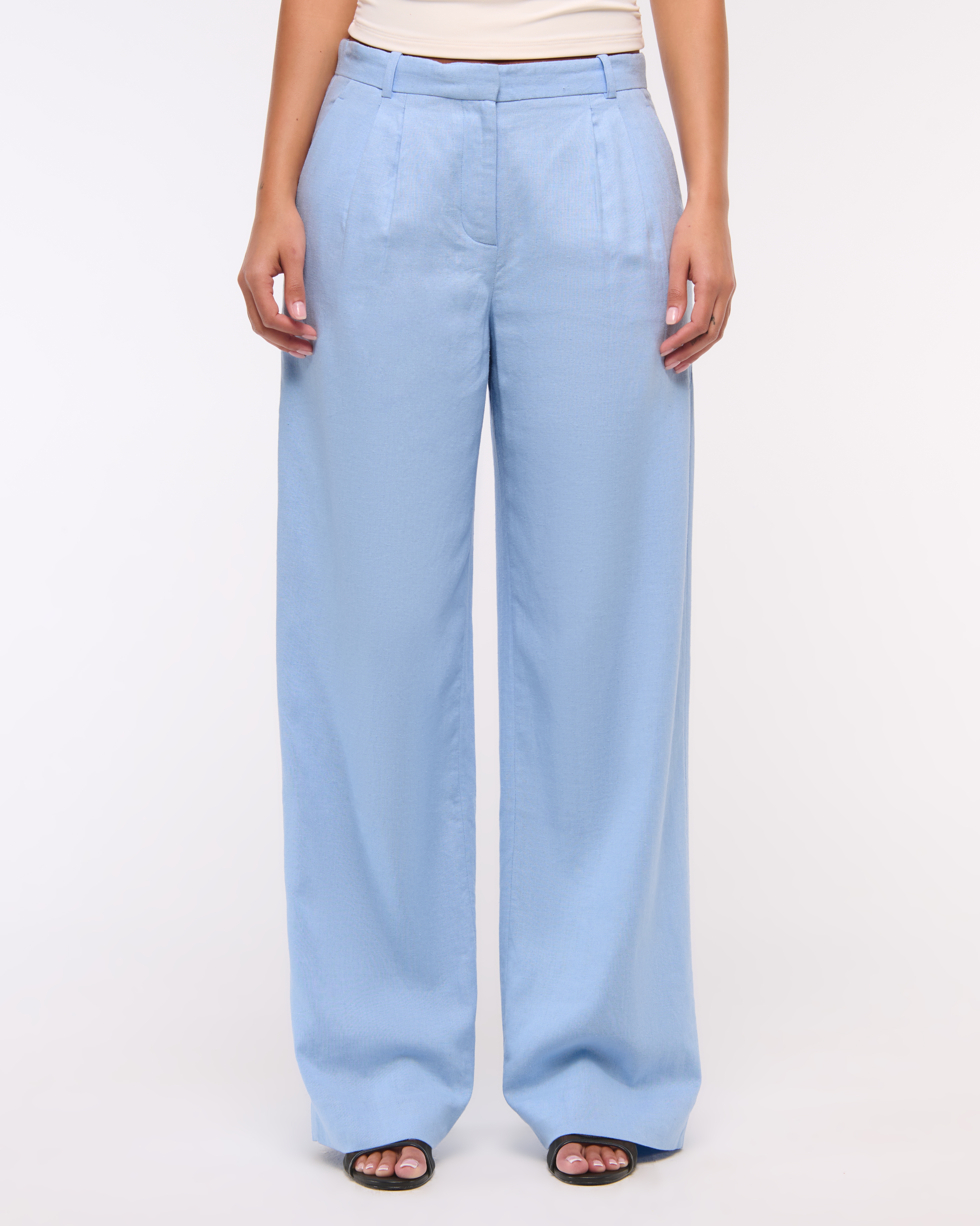 Женские брюки Abercrombie & Fitch A&F Sloane Low Rise Tailored Linen-Blend Pant — фото 3