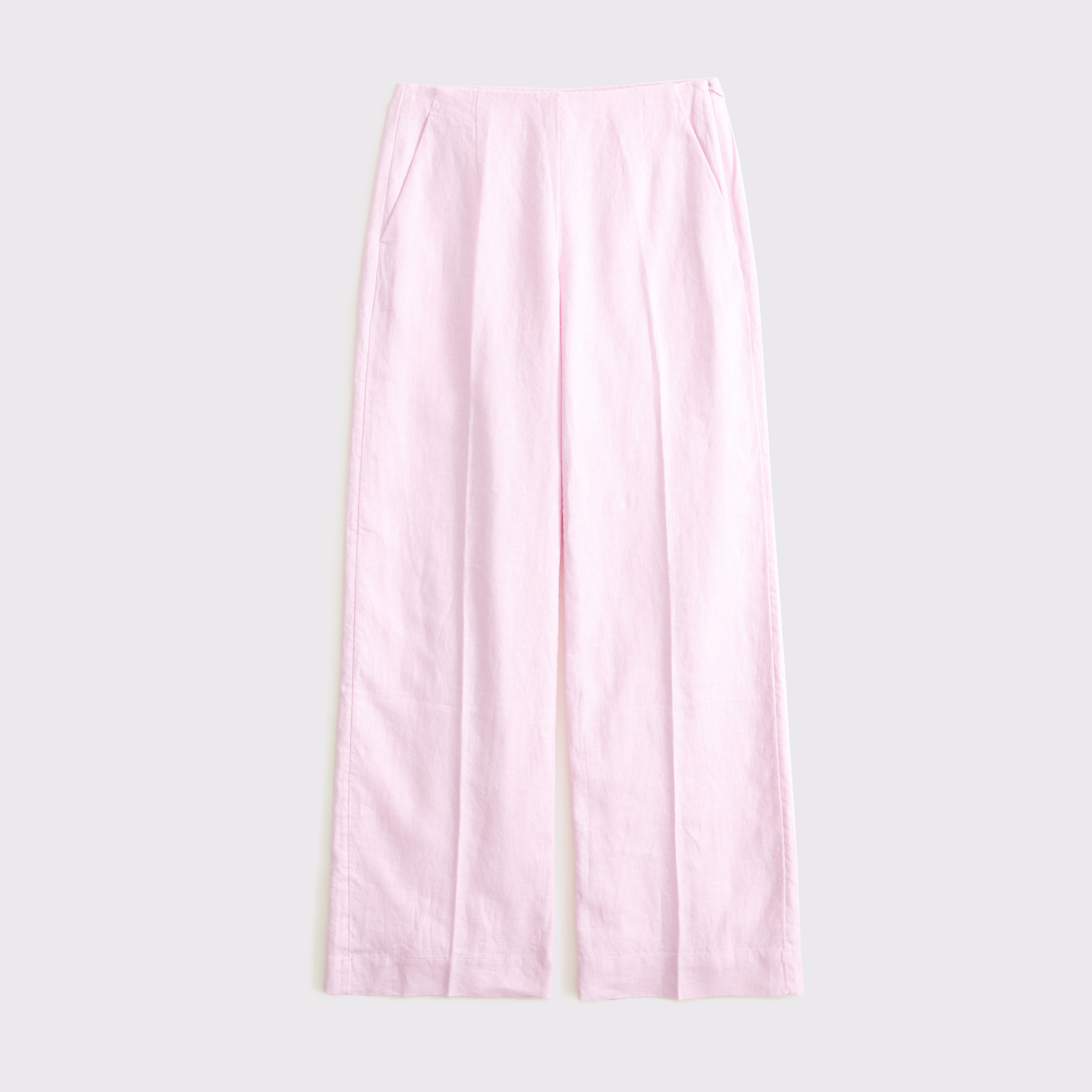 Abercrombie & Fitch Premium Linen Tailored Ultra Wide Leg Pant In Pink