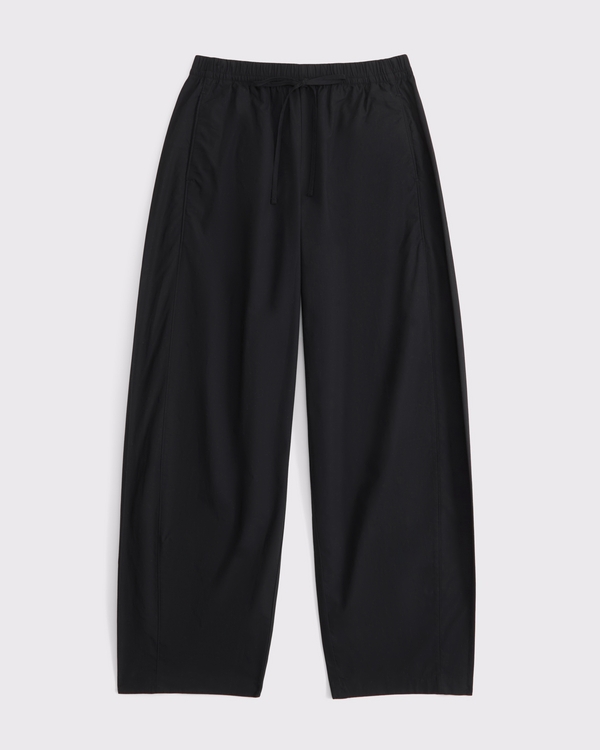 Poplin Barrel Pull-On Pant, Black view 1