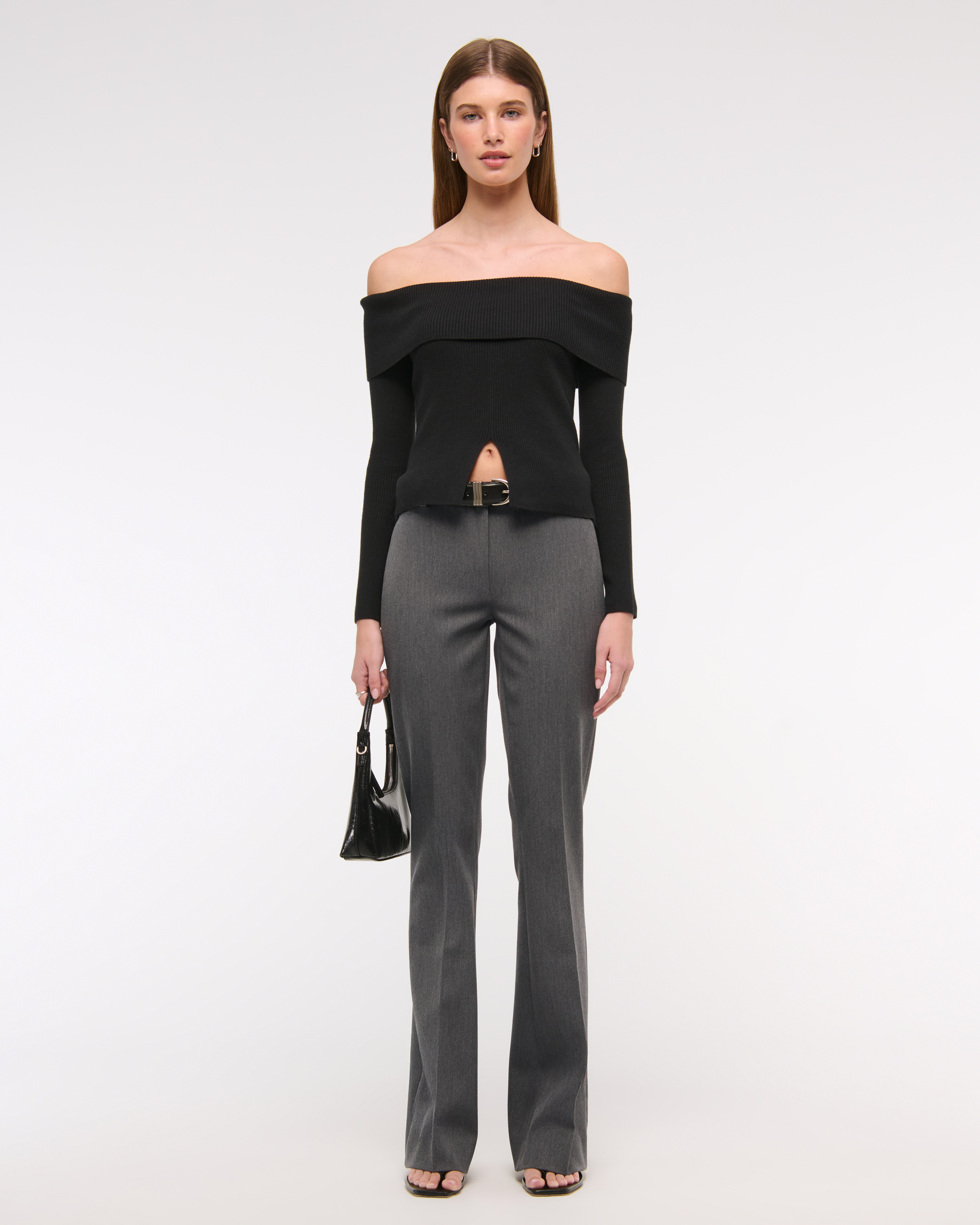 Abercrombie & Fitch Low Rise Stretch Slim Boot Pant In Gray