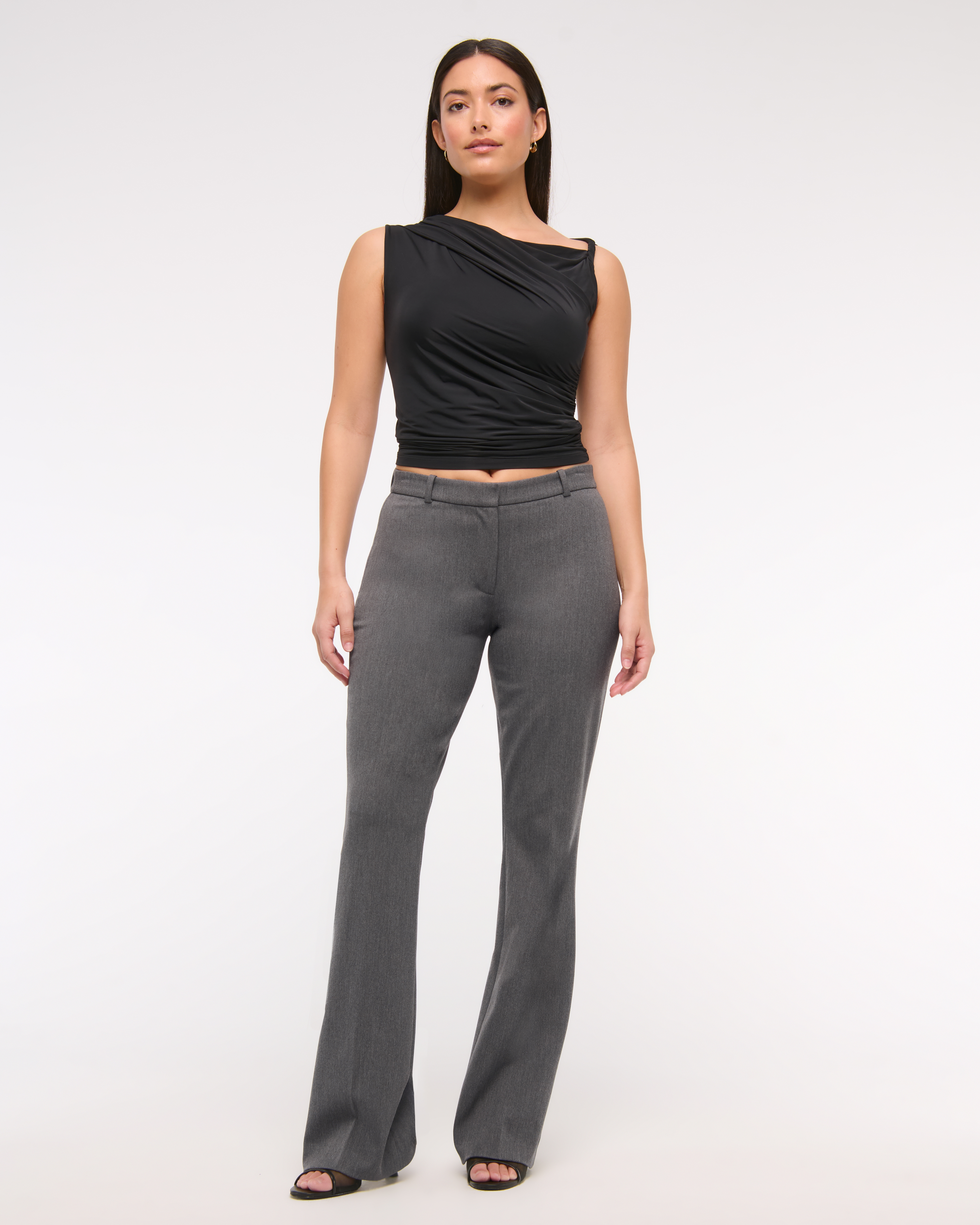 【Raucohouse】Slim lap bootcut pants LA Idol Women's Rhinestone Mid Rise Bootcut Jeans, Spandex