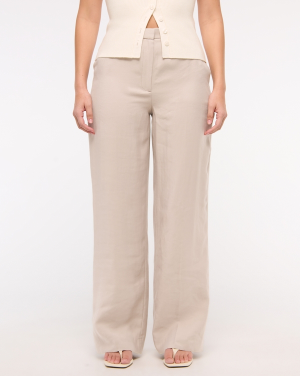 Curve Love Drapey Tailored Wide Leg Pant, Sand view 2