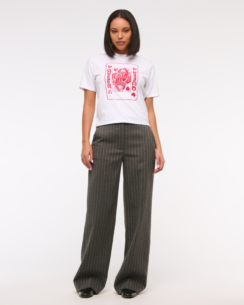 A&F Sloane Tailored Hardware Wide Leg Pant