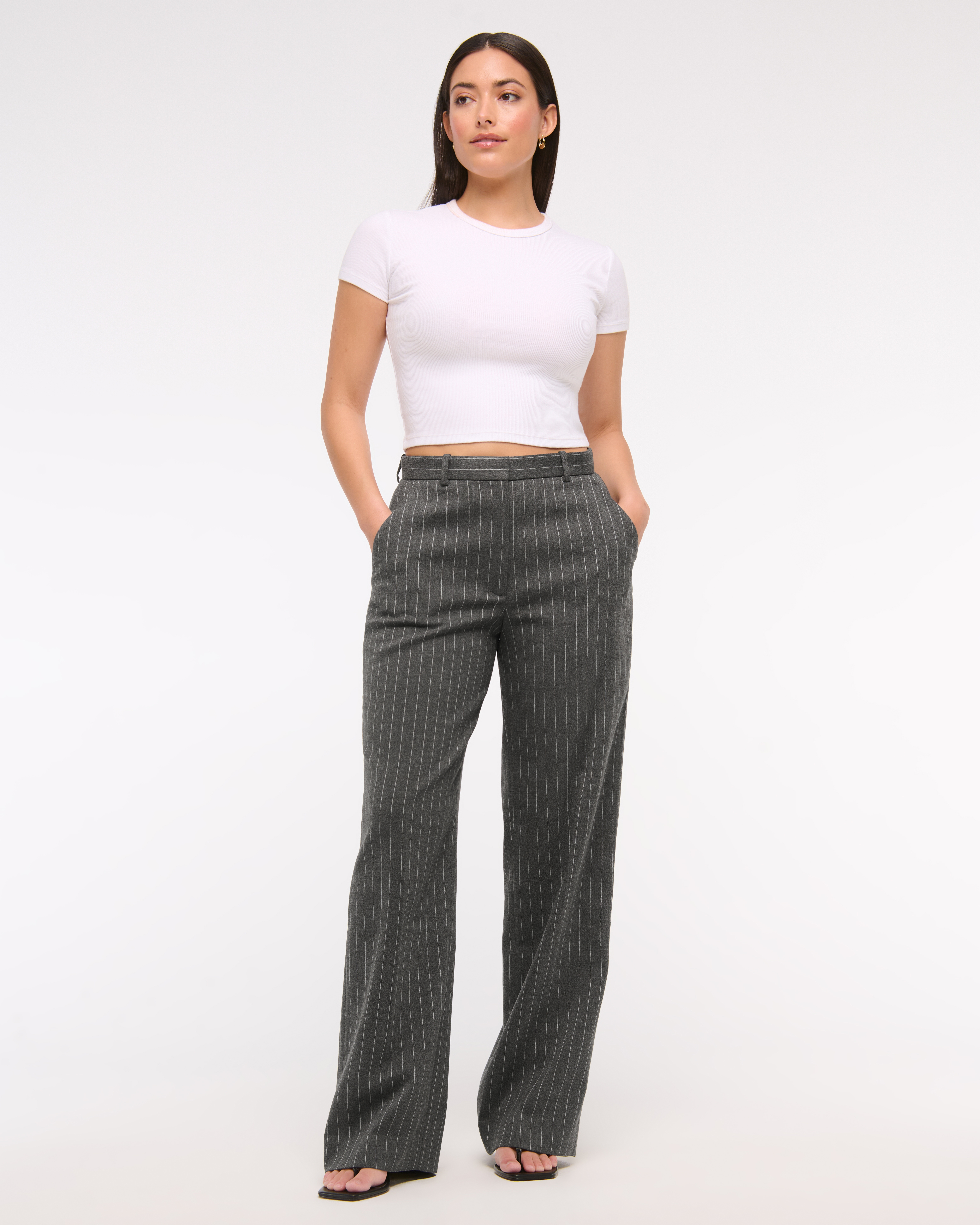 Abercrombie & Fitch Curve Love Tailored Wide Leg Pant In Multi